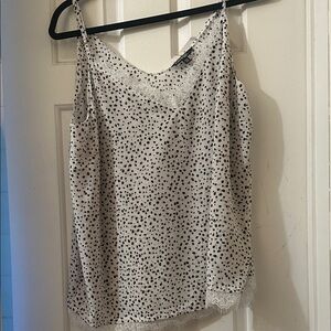 George White Polka Dot Lace-Trim Cami